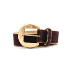 Mireille Belt in burgundy suede, coiled