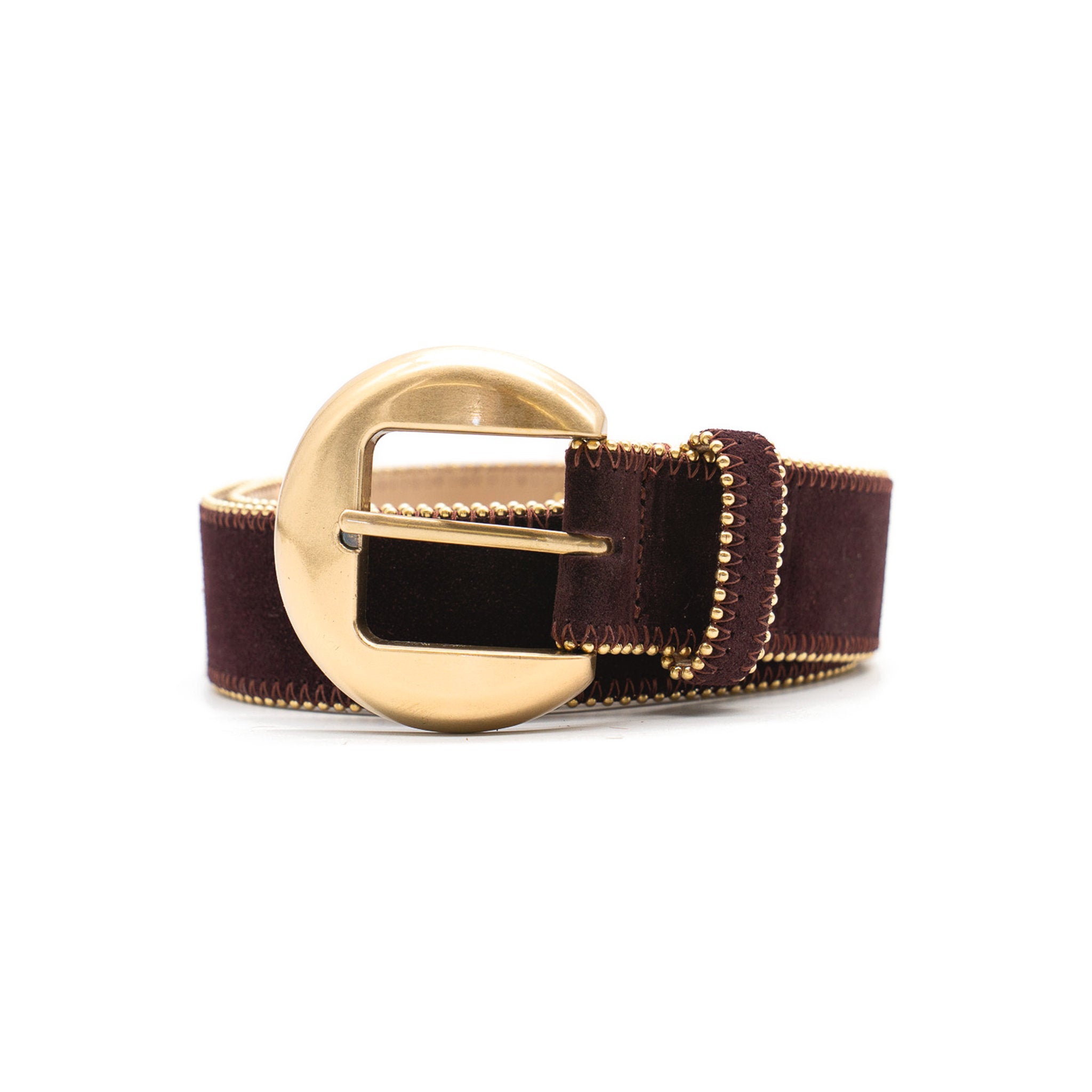 Mireille Belt in burgundy suede, coiled