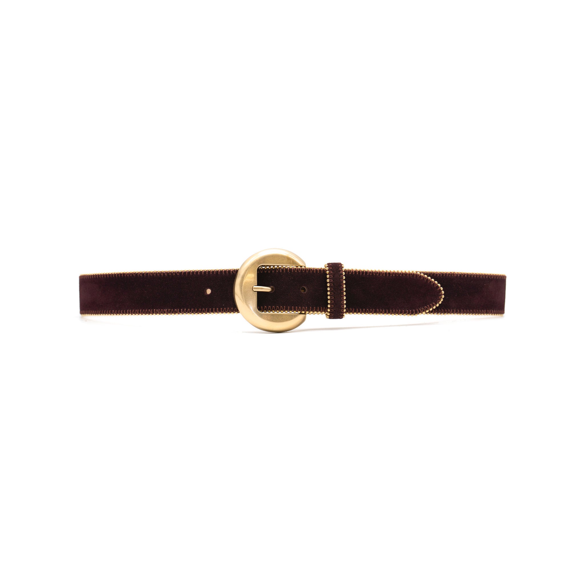 Mireille Belt in burgundy suede, front