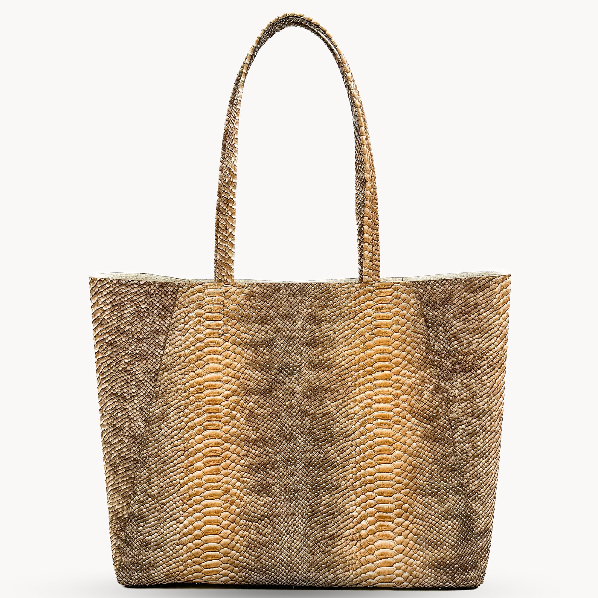 Yara Tote - Tan Python Print - handbag - StreetsAheadInc