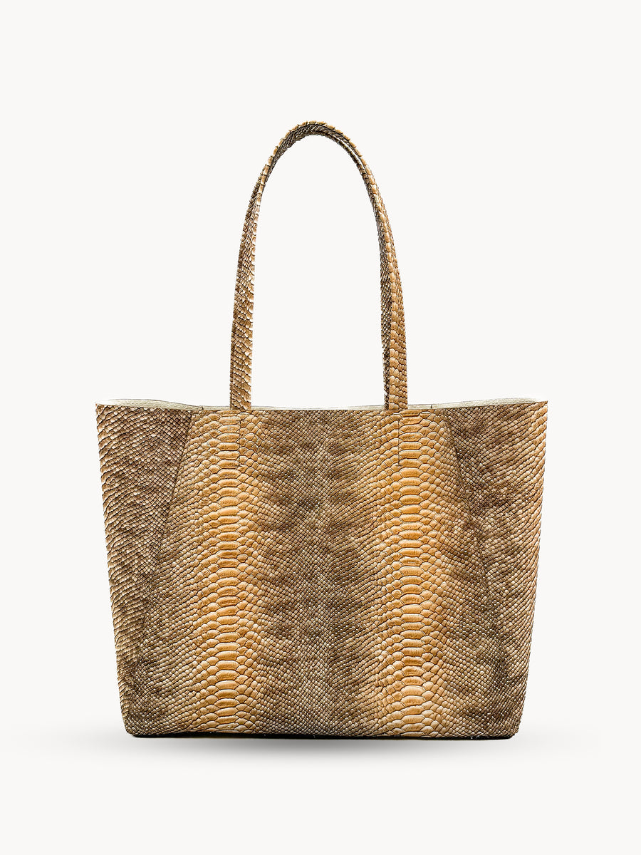 Yara Tote - Tan Python Print