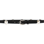 Philippa Belt in black leather, buckle detail