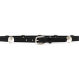 Philippa Belt in black leather, buckle detail