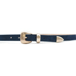 Thea Belt in navy suede, buckle detail