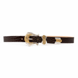 Aria Belt – Croc-Embossed Leather with Brass Engraved Buckle - Streets Ahead