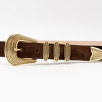 Delphina Belt – Brown Suede Leather Gold Plated Buckle Set - Streets Ahead