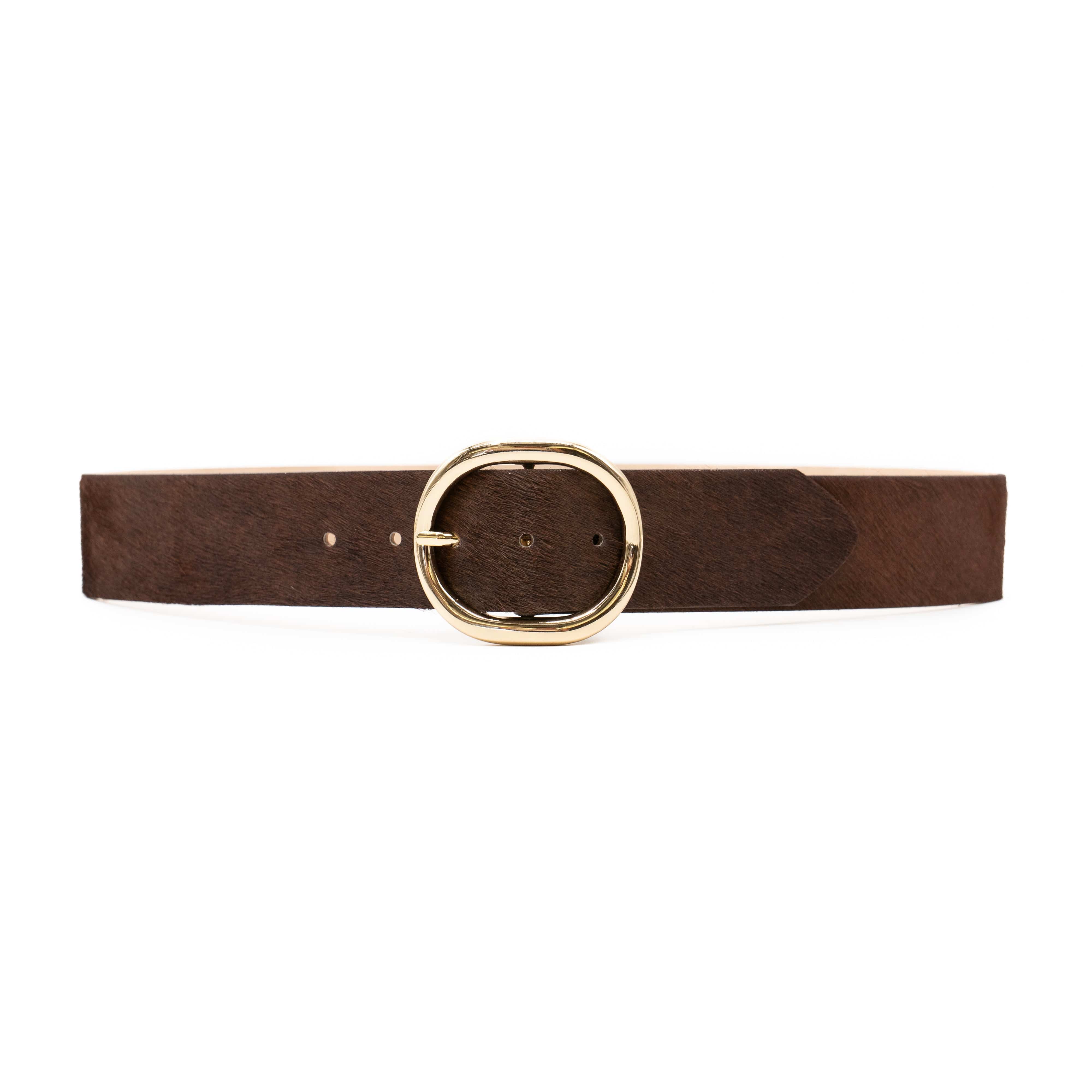 Odette Belt – Hair-On Calfskin with Gold Oval Buckle - Streets Ahead