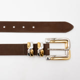 Seraphina Belt – Brown Suede with Two-Tone Buckle Set - Streets Ahead