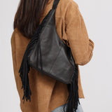 Stevie Fringe Hobo Black Leather