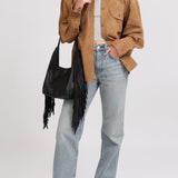 Stevie Fringe Hobo Black Leather