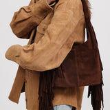 Stevie Fringe Hobo Chocolate Suede