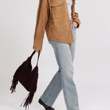 Stevie Fringe Hobo Plum Suede