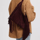 Stevie Fringe Hobo Plum Suede