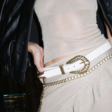 Elodie Chain Belt - Cream Leather