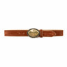 Alethea Belt in rust suede Italian leather with brass-plated plaque buckle, Streets Ahead