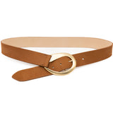 Nyla Belt – Italian cognac nubuck leather drop waist belt with a 24k gold-plated buckle, handcrafted in Los Angeles - Streets Ahead