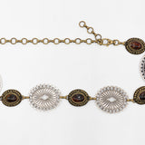 Sequoia Belt – bohemian two-toned chain belt with amber stones in brass and silver, handcrafted in Los Angeles - Streets Ahead