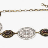 Sequoia Belt – bohemian two-toned chain belt with amber stones in brass and silver, handcrafted in Los Angeles - Streets Ahead