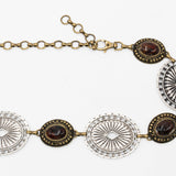 Sequoia Belt – bohemian two-toned chain belt with amber stones in brass and silver, handcrafted in Los Angeles - Streets Ahead