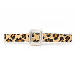 Stormi Belt – leopard print Italian leather belt with a bold square-shaped silver-plated buckle, handcrafted in Los Angeles - Streets Ahead