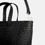 Isla Bag – black minimalist Italian leather handbag with zipper closure and removable crossbody strap, handcrafted in Los Angeles - Streets Ahead