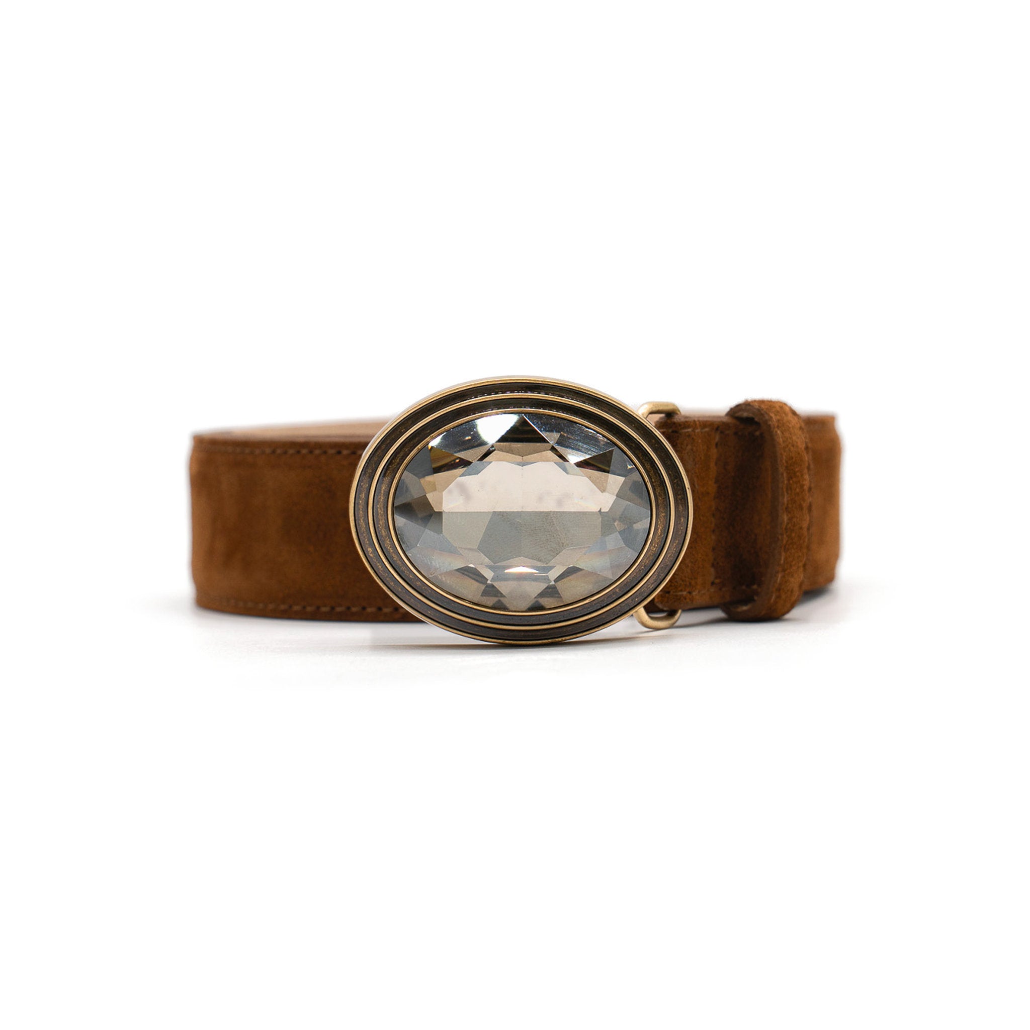 Adele Belt in tobacco suede, coiled