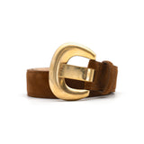 Imogen Belt in tobacco suede, coiled