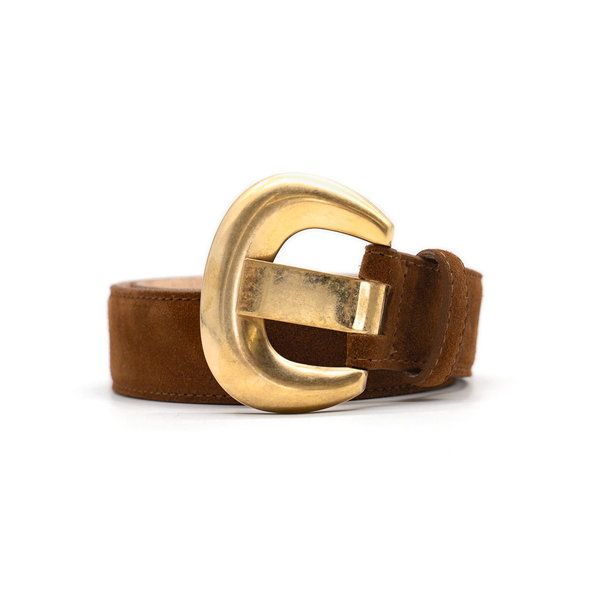 Imogen Belt in tobacco suede, coiled