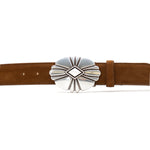 Marisol Belt in tobacco suede, buckle detail