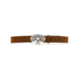 Marisol Belt in tobacco suede, front