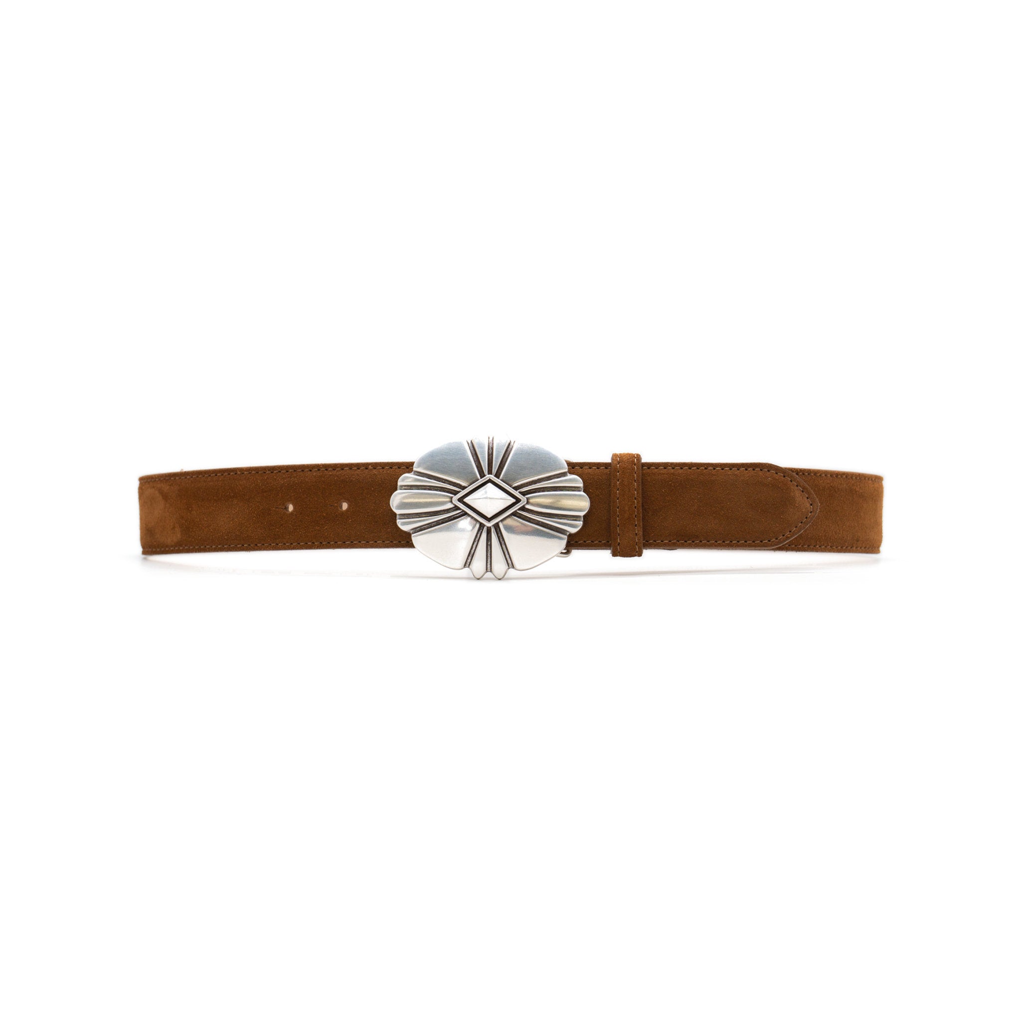 Marisol Belt in tobacco suede, front