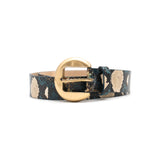 Oriana Belt in teal python embossed leather, coiled