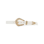 Francesca Belt in ivory croc embossed leather, front