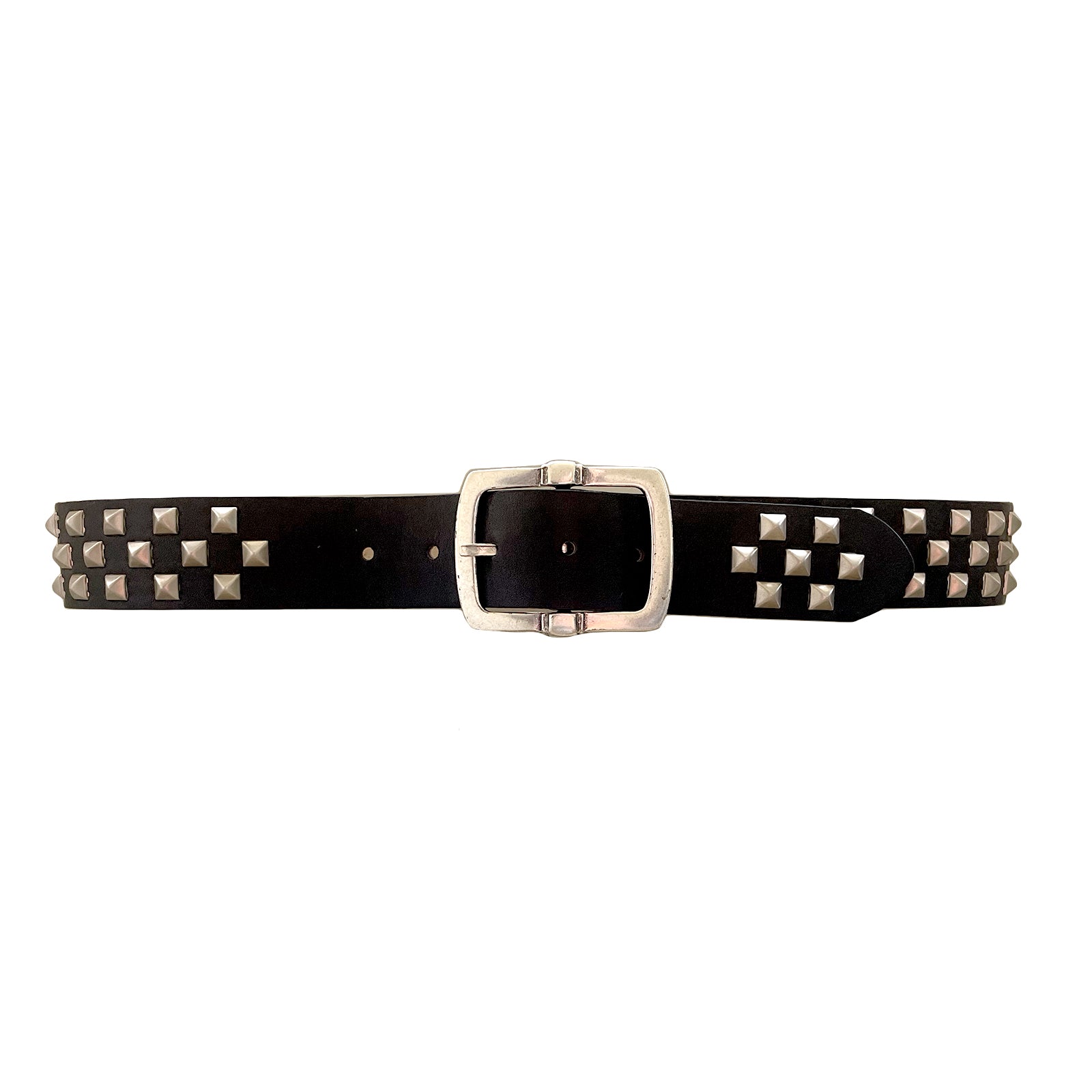 Racine Belt in black Italian leather with pyramid studs and old silver buckle, Streets Ahead