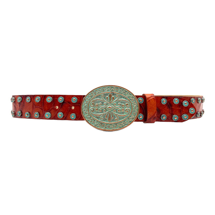 Atlas - Western Patina Buckle Leather Belt - Streets Ahead