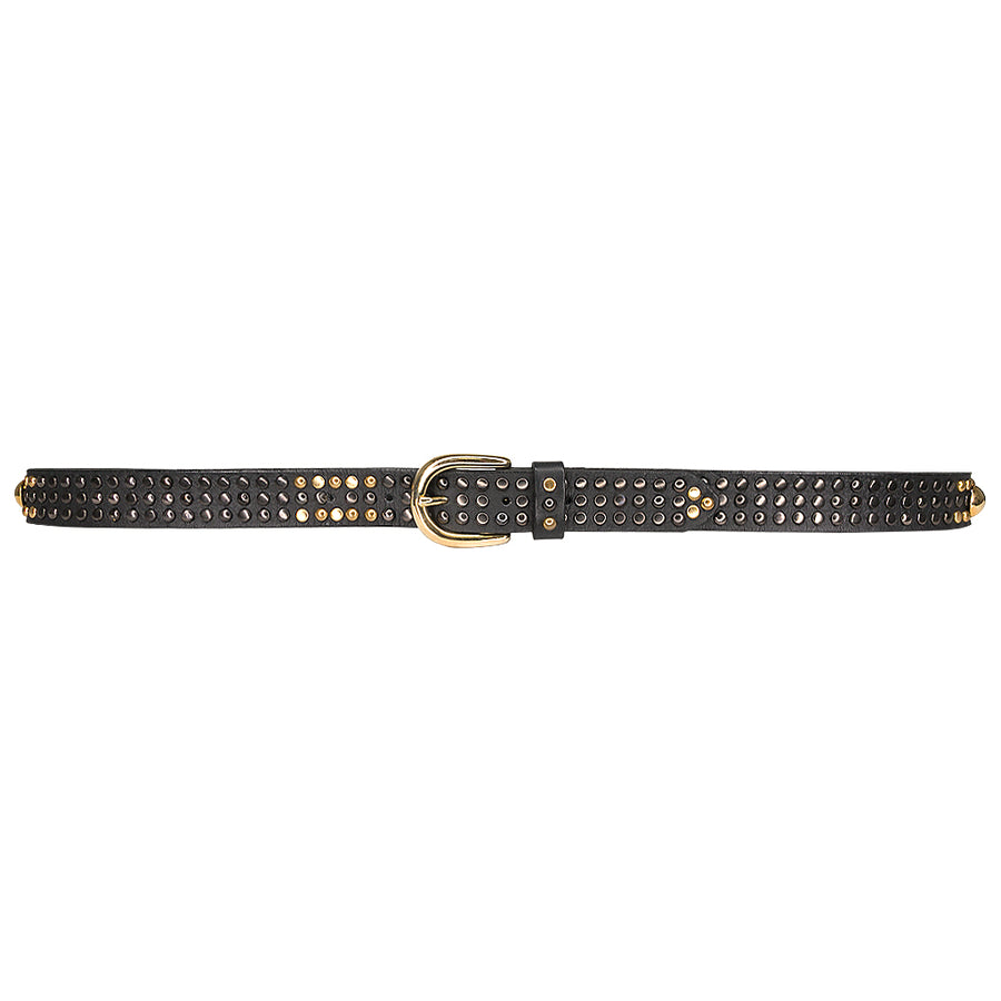 Nexy Belt - Black Studded Gold - Streets Ahead