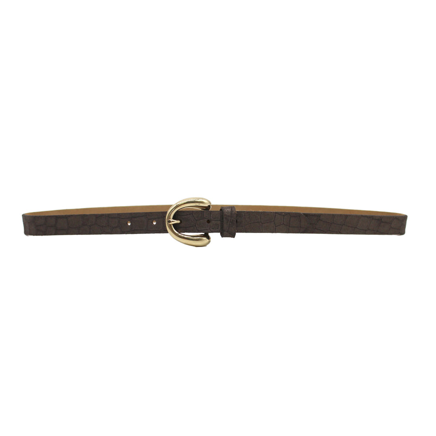 Juniper Belt - Chocolate Shimmer Leather Gold Buckle - Streets Ahead