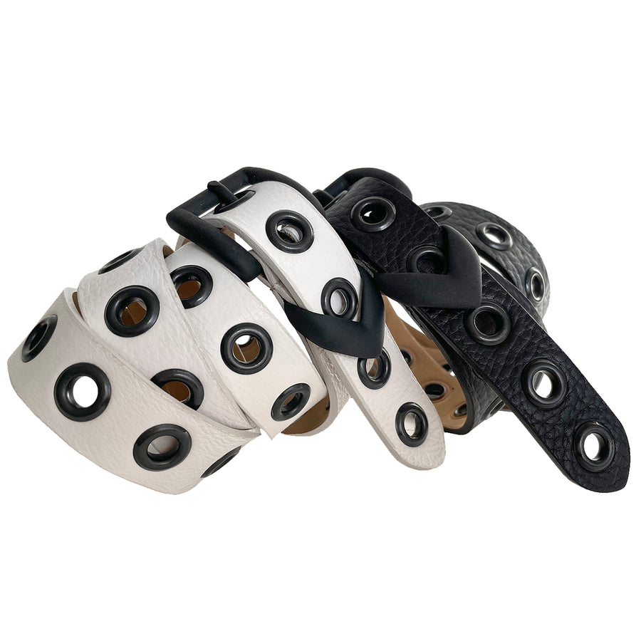 Eragon Belt - Black and White Grommets Black- Streets Ahead