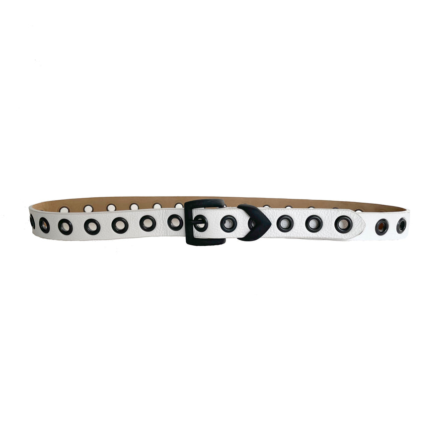 Eragon Belt - White Grommets Black- Streets Ahead