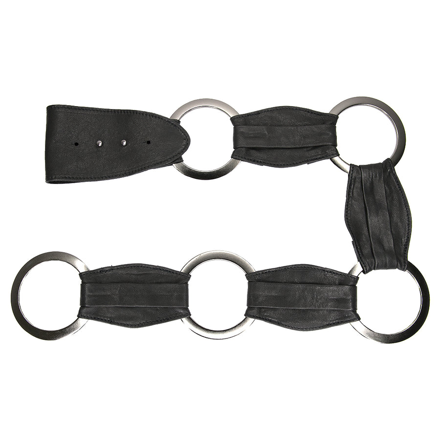 Tiana Belt - Rings Soft Leather Black Gunmetal - Streets Ahead