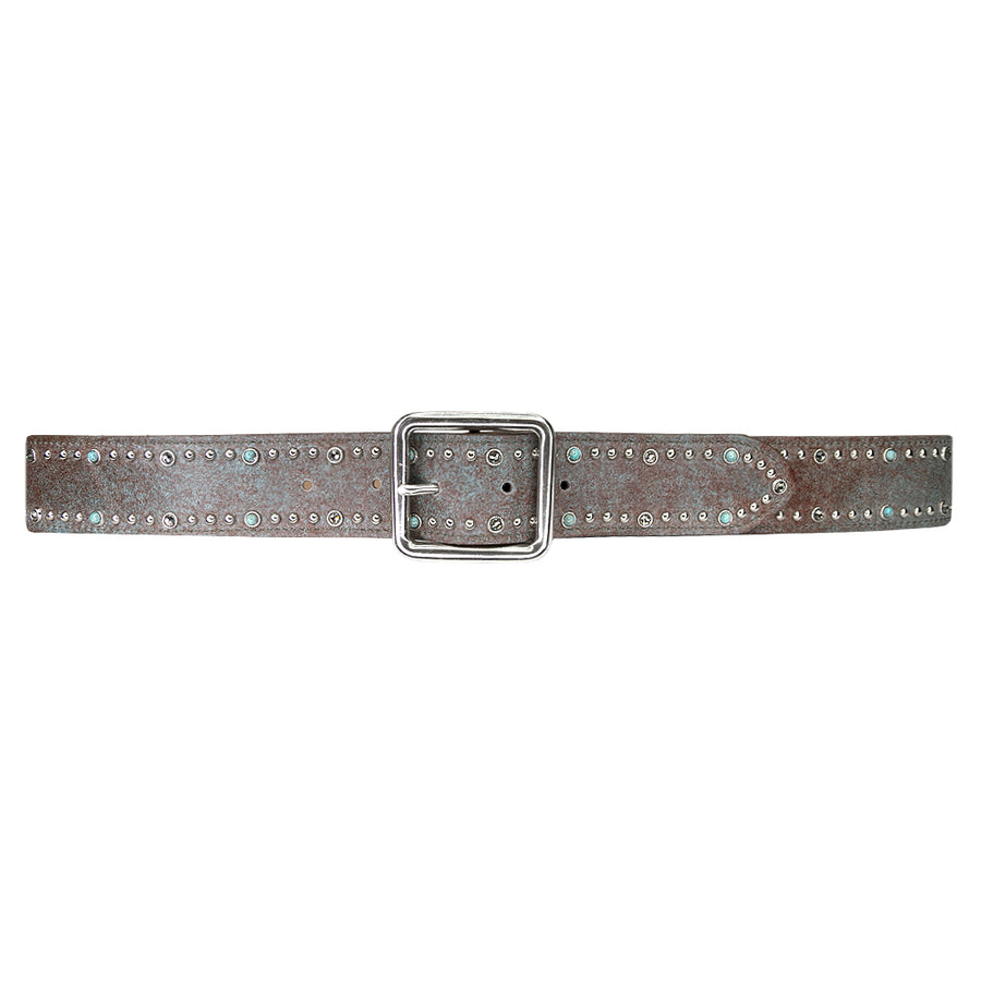 Abbi Belt - Blue Rust Leather Turquoise  Swarovski Crystal - Streets Ahead
