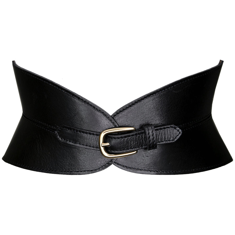 Kingsley Belt - Corset Leather Stretch Black - Streets Ahead 