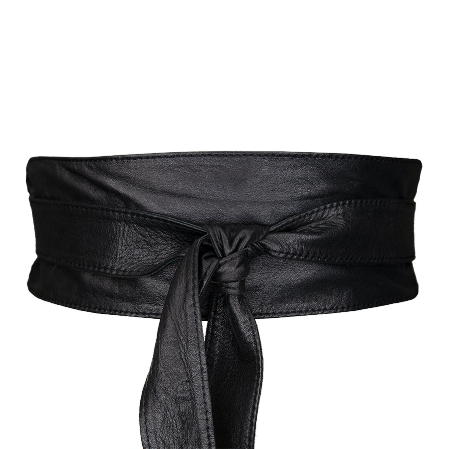 Kelby Wrap Belt - Obi Soft Leather Black - Streets Ahead