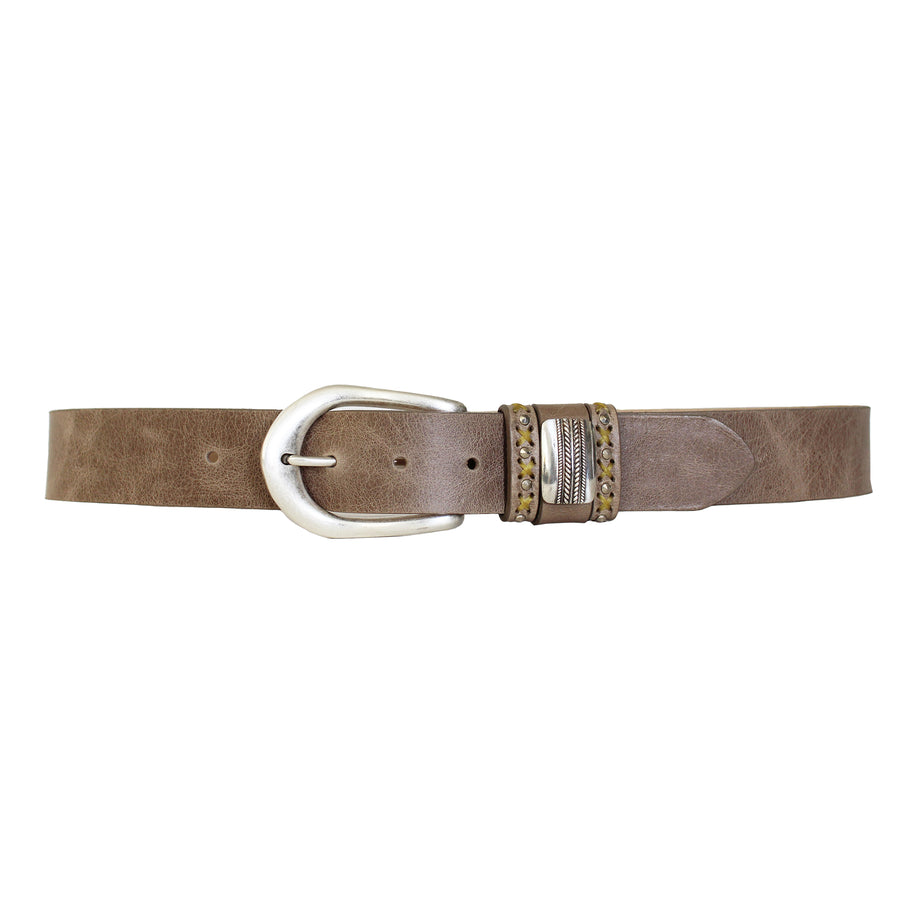 Tahlia Belt - Taupe Leather Silver - Streets Ahead