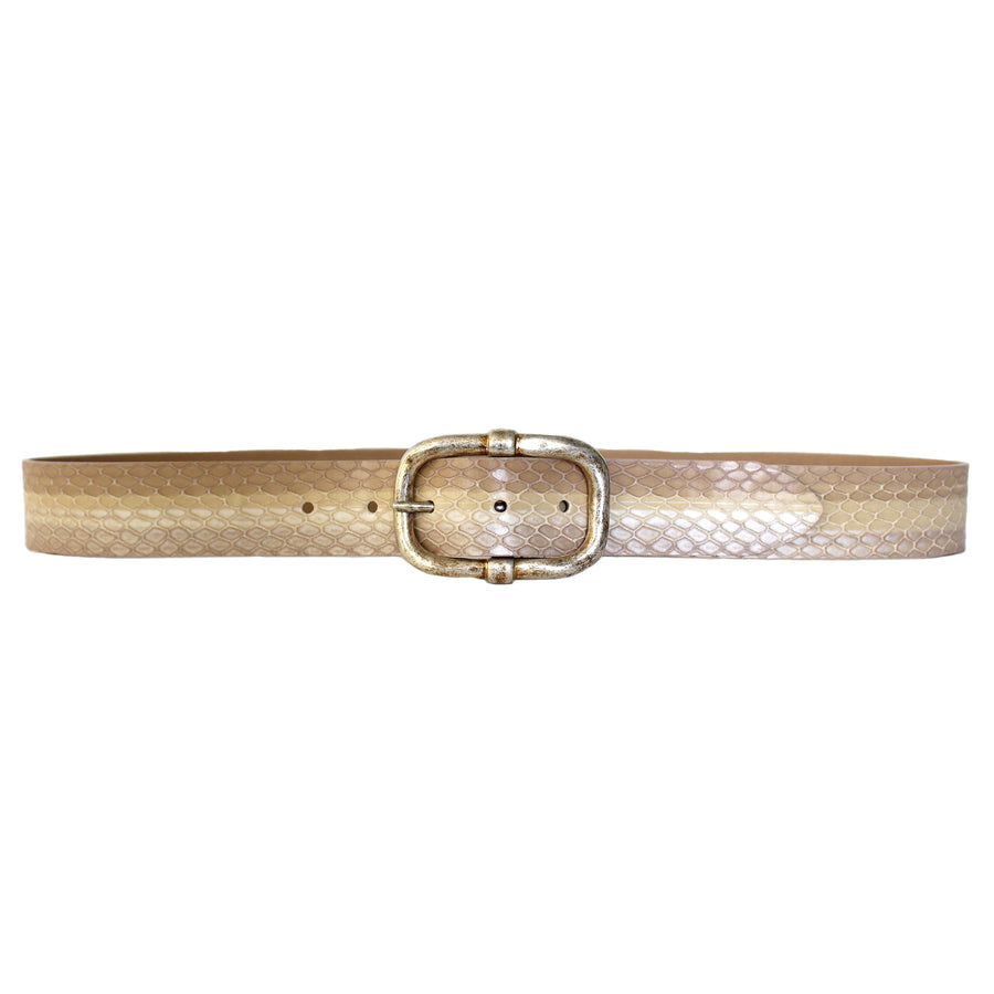 Ari Belt - Neutral Printed Leather Silver - Streets Ahead