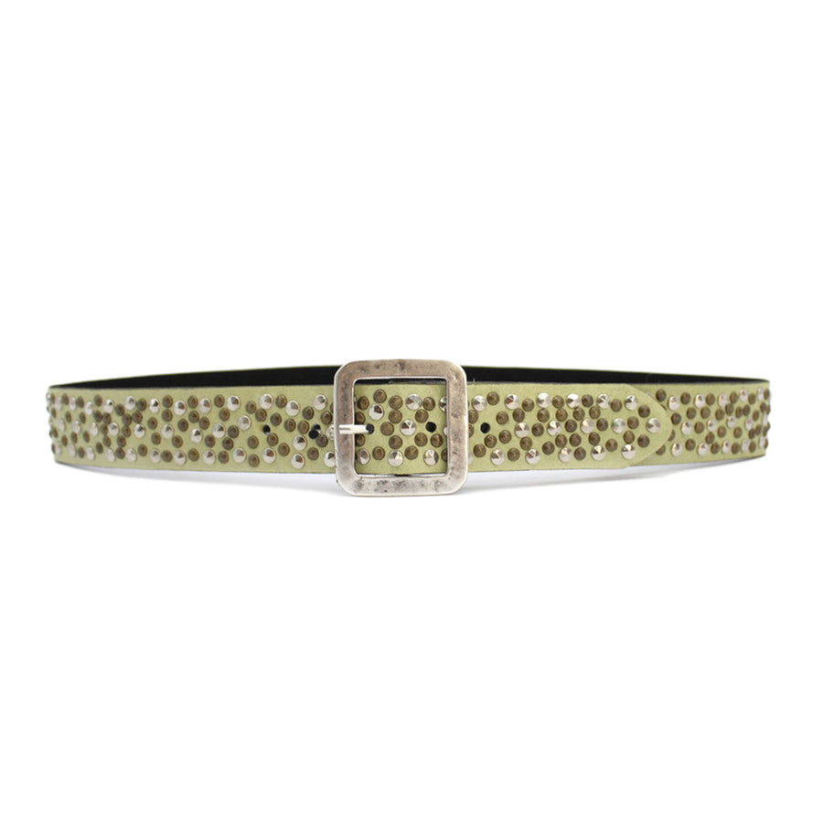 Lilie Belt - Lime Green Leather Studded - Streets Ahead