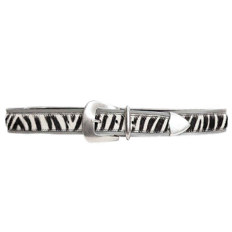 Malawi Belt - Zebra Hair-On -Silver - Streets Ahead