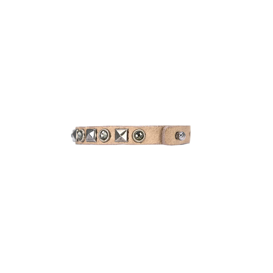 Aviana Cuff - Natural Leather Black Swarovski Crystal - Streets Ahead