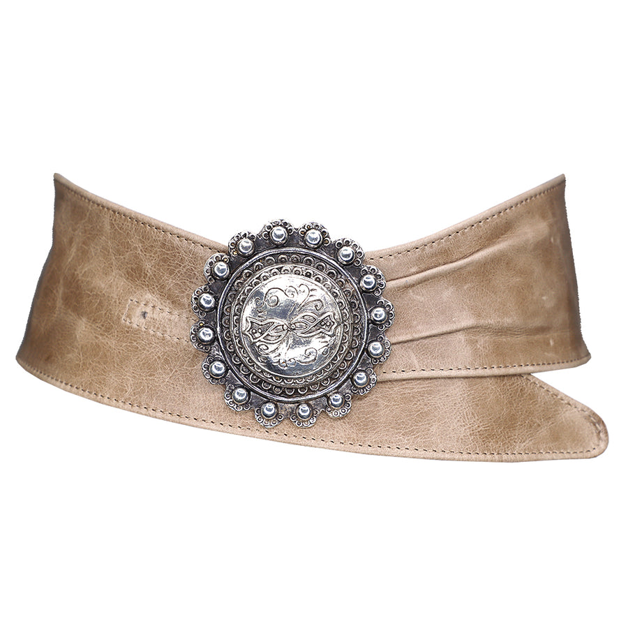 Billie Belt - Wide Sash Waist Silver Buckle - Streets Ahead