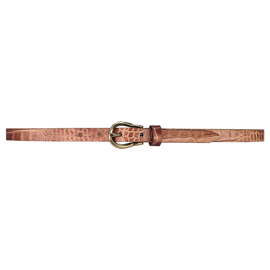 Brett Belt - Blush Croc-Embossed Brass - Streets Ahead